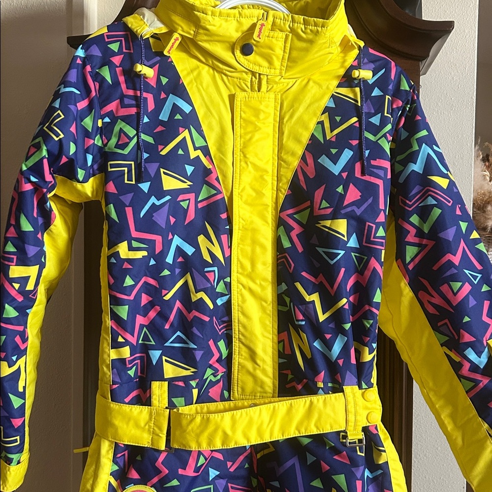 Tipsy elves snowsuit ski snowboard 80s pattern purple yellow - Picture 6 of 8
